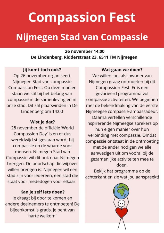 Bekendmaking eerste 'Ambassadeur Stad van Compassie' op Compassion Fest